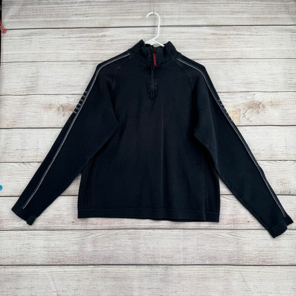 Vintage Eddie Bauer Spot Shop 1/4 Zip Pullover Sweater Mens Medium Navy Blue